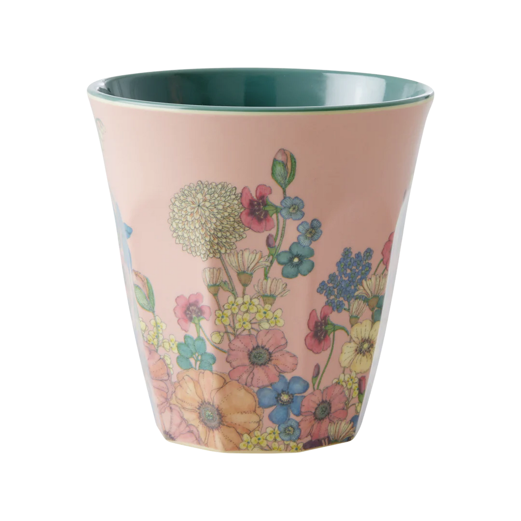 Rice DK- Medium Melamine Cup - Flower Collage Print Pink