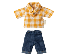 Load image into Gallery viewer, Maileg - Yellow  Checked Shirt &amp; Pants - Dad Mouse
