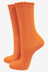 Women’s Socks - Orange Glitter