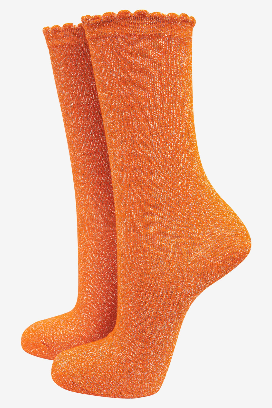 Women’s Socks - Orange Glitter