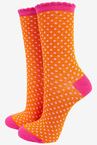 Women’s Socks - Pink/Orange Polka Dot Glitter