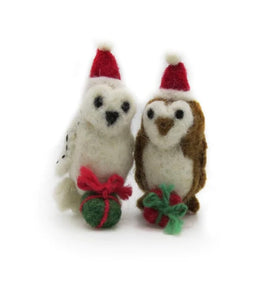 Mini Barn & Snowy Owl Felt Decoration by Amica Accessories Ltd