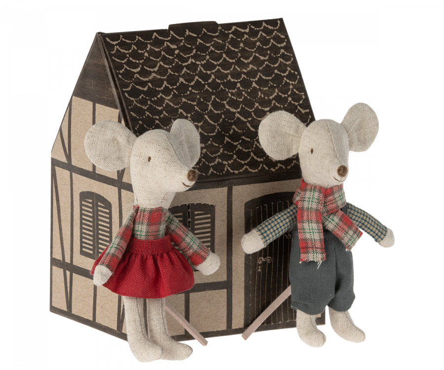 Maileg Winter Mice Twins Little Brother/Sister In House