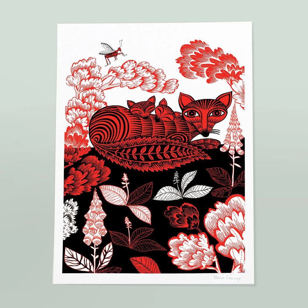 Fox & Cubs A3 Print by Lush Designs