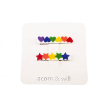 Load image into Gallery viewer, Acorn &amp; Will Hair Clips - Duo Of Hearts and Stars
