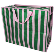 Load image into Gallery viewer, Pink With Green Strip - Jumbo Storage Bag
