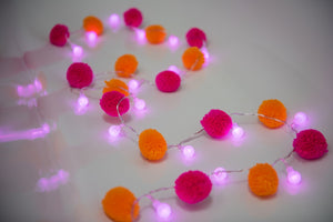 Pink & Orange ‘Festival’ Fairy Light Chain by PomPom Galore