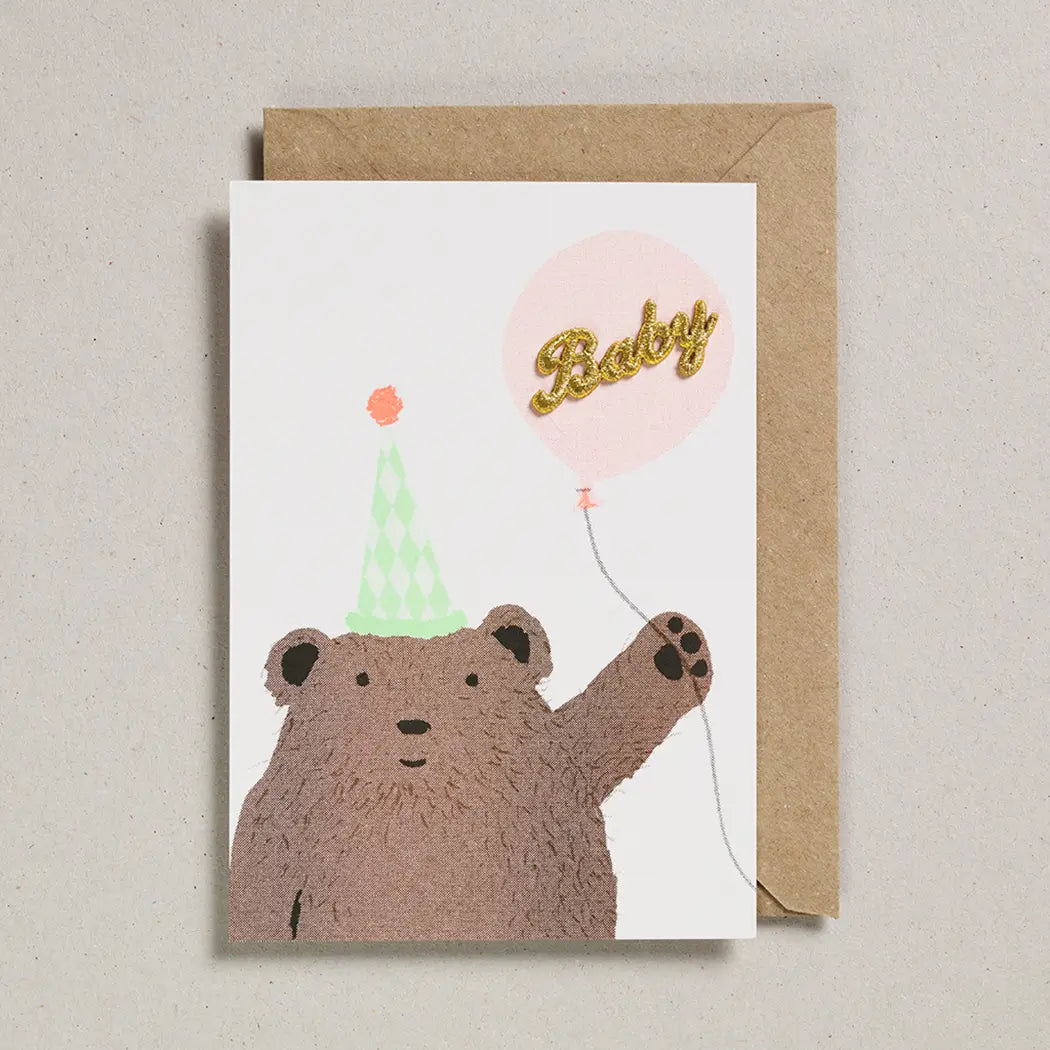 Riso New Baby Card - Bear With Balloon