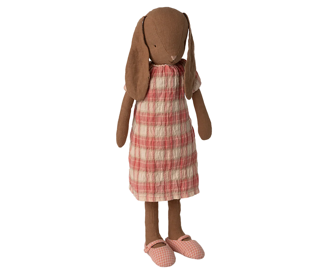 Maileg - Chocolate Brown Rabbit Size 3 - Pink Dress & Shoes
