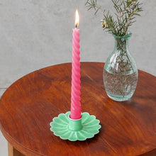 Load image into Gallery viewer, Enamel Flat Flower Candle Holder - Green
