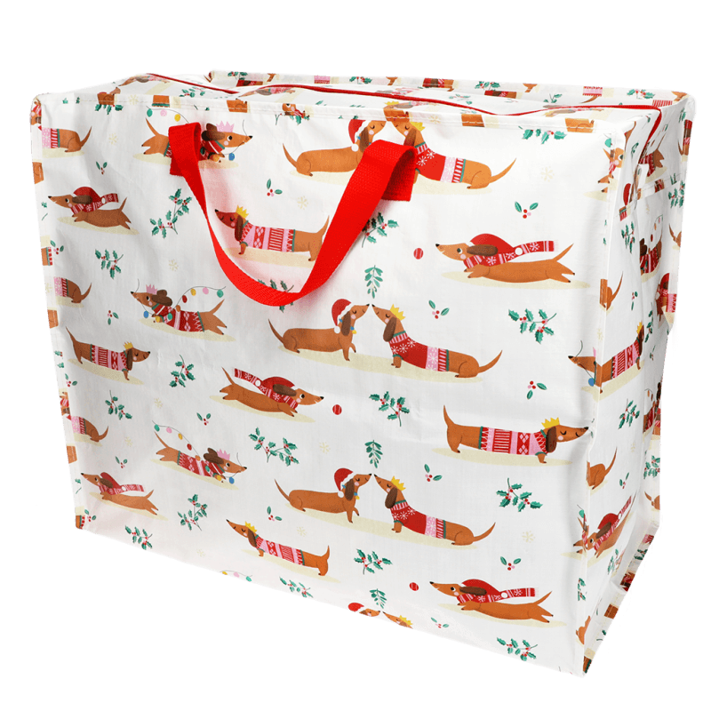 Jumbo Storage Bag - Festive Sausage Dog