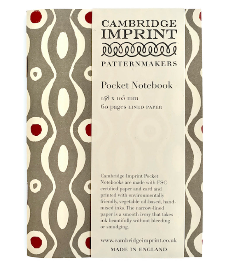 Pocket Notebook, Perephone Grey/Crimson by Cambridge Imprint