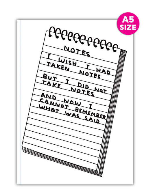 David Shrigley Notebook - Wish I’d Taken Notes - A5