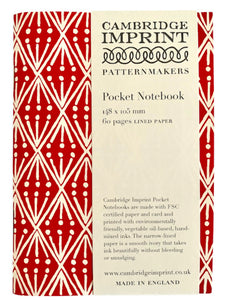 Pocket Notebook, Selvedge Madder by Cambridge Imprint
