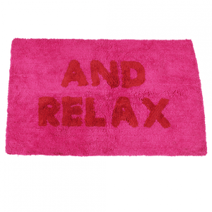 Pink "And Relax" Tufted Cotton Bath Mat