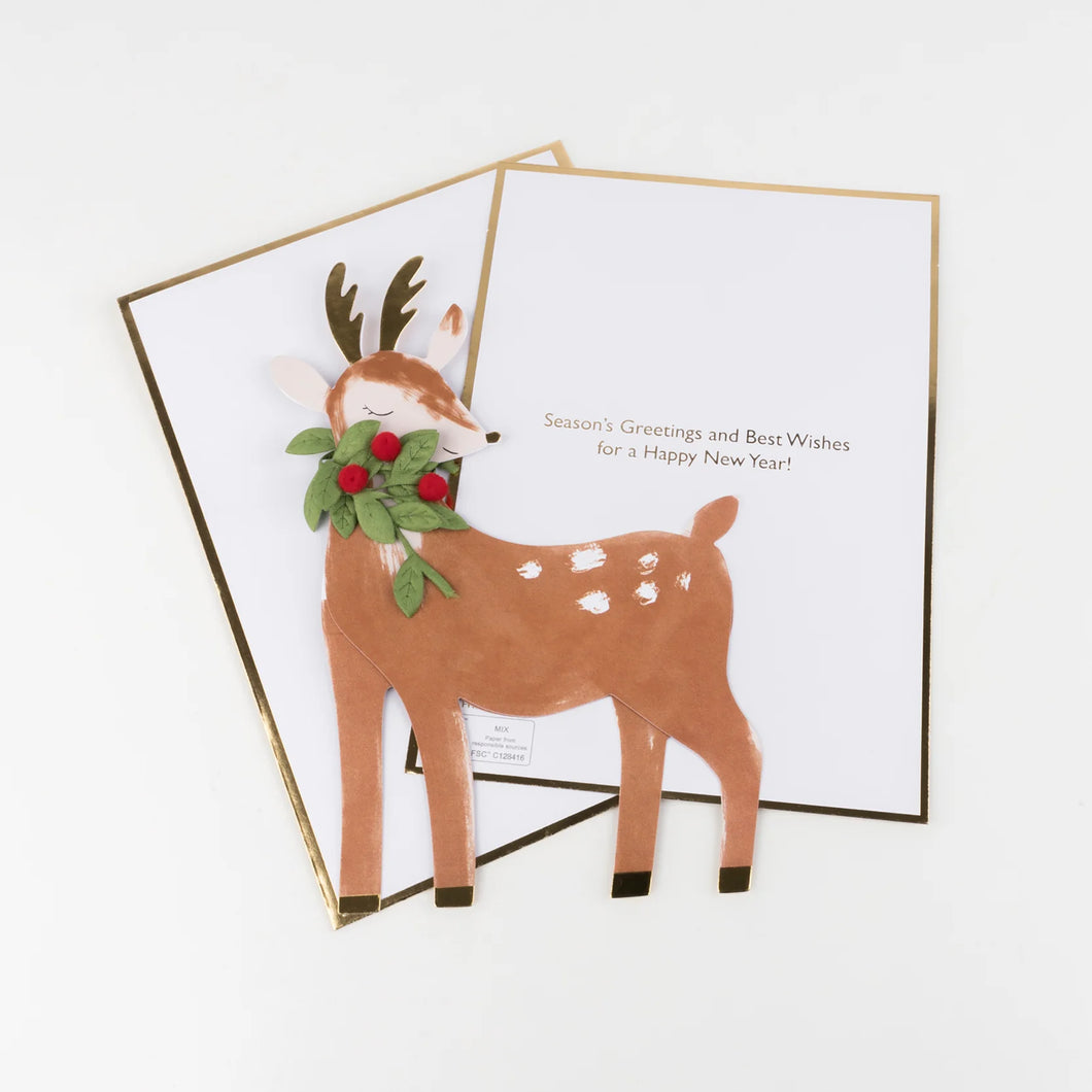 Festive Reindeer Stand Up  Christmas Card by Meri Meri