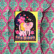 Load image into Gallery viewer, Elephant Mother and Child Die Cut Bell Jar Greetings Card by Hutch Cassidy
