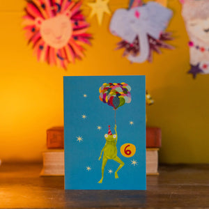 Age 6 Party Frog Birthday Card by Hutch Cassidy