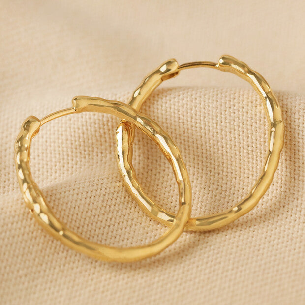 Gold Textured Hoop Earrings by Lisa Angel