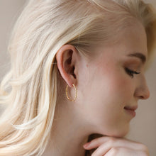 Load image into Gallery viewer, Gold Textured Hoop Earrings by Lisa Angel
