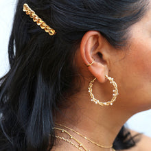 Load image into Gallery viewer, Large Twisted Gold Pearl Hoop Earrings by Lisa Angel
