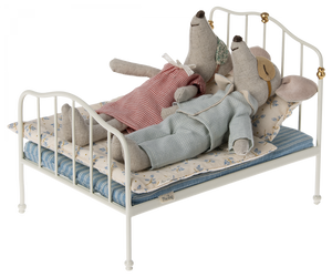 Maileg Metal Bed in off white. Fits size micro mice and bunnies. | Children's Gifts | Doll's House | Miniature Furniture