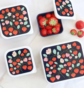 A Lovely Little Company - Set Of 4 Lunch & Snack Boxes - Strawberries