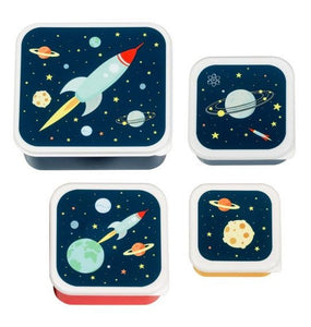 A Lovely Little Company Set Of 4 Lunch & Snack Boxes - Space
