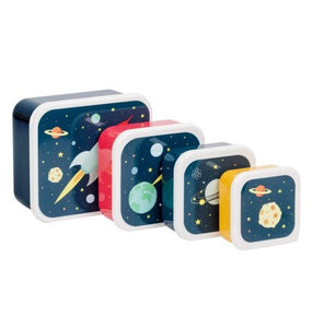 A Lovely Little Company Set Of 4 Lunch & Snack Boxes - Space