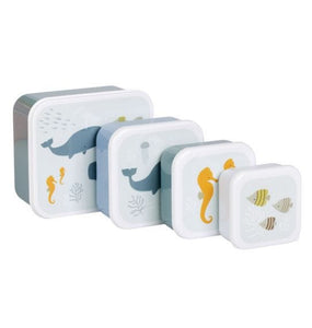 A Lovely Little Company Set Of 4 Lunch & Snack Boxes - Ocean