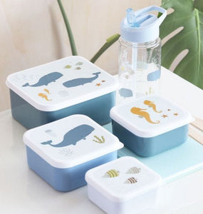 A Lovely Little Company Set Of 4 Lunch & Snack Boxes - Ocean