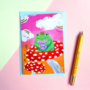 Greetings Card - Gizza Snog Frog by Icka Print