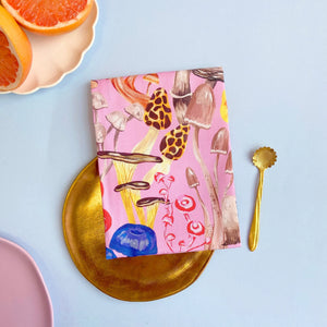 Tea Towel - Pink  Mushroom by Icka Print