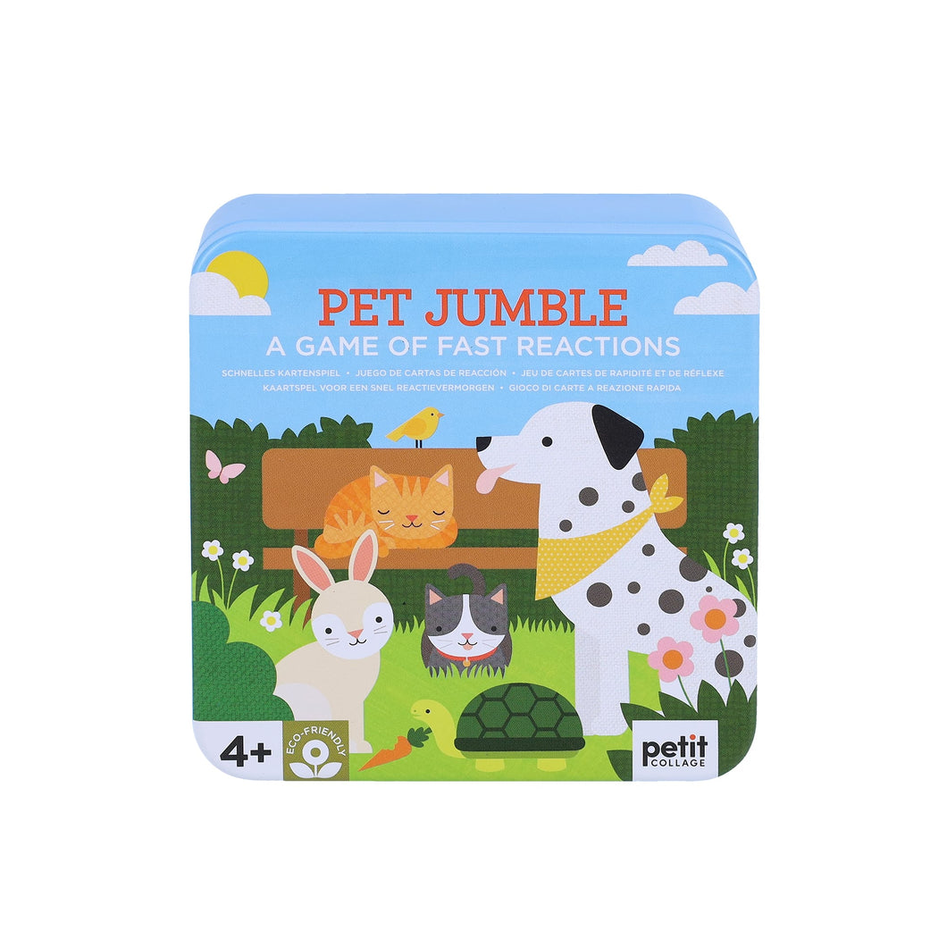 Small square boy featuring a cats,dog and a rabbit sitting in a garden