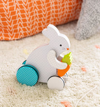 Load image into Gallery viewer, Petit Collage - Busy Bunny Wooden Pull Toy
