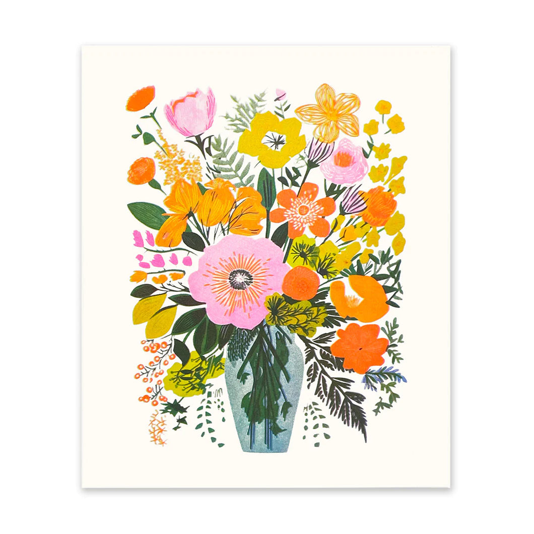 60’s Flowers in Vase Art Print by Ohh Deer