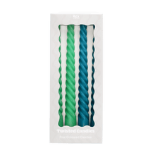 Load image into Gallery viewer, Twisted Candles - Blue and Green  Set of four
