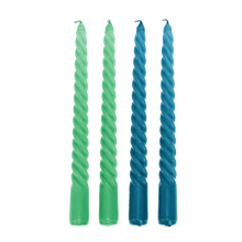 Load image into Gallery viewer, Twisted Candles - Blue and Green  Set of four
