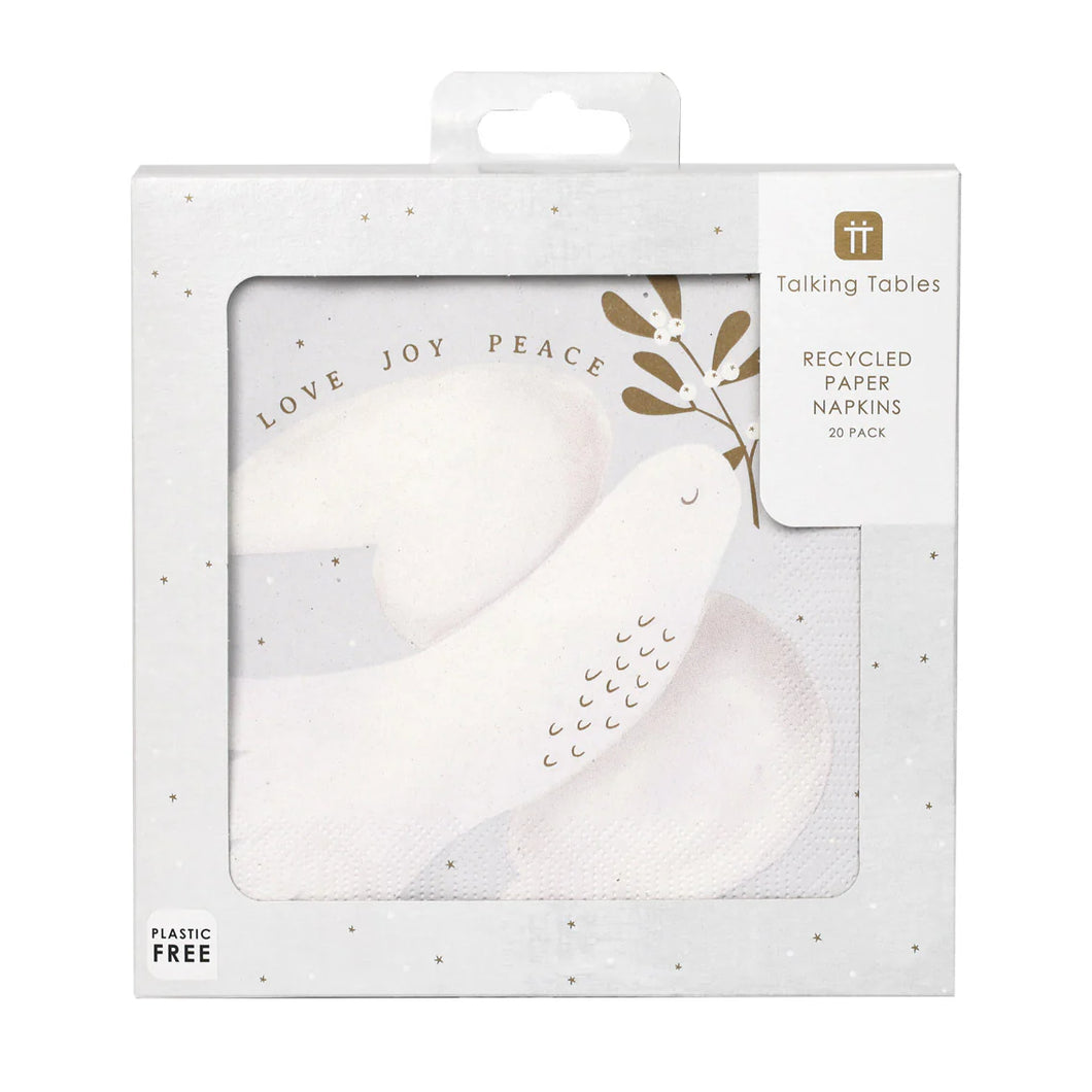 Dove With Mistletoe Eco Napkins by Talking Tables