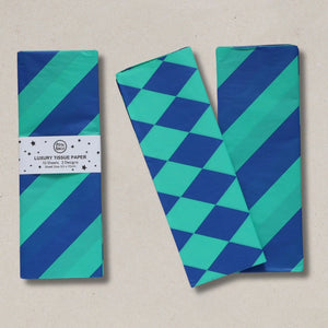 Petra Boase Luxury Tissues Paper - Diamond & Stripe Cobalt & Blue