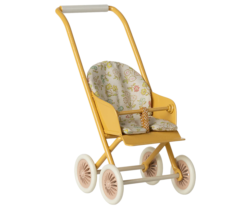 Maileg - Stroller Micro Yellow - Mouse