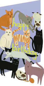 Purring Cats Happy Birthday Lasercut Card - Roger La Borde
