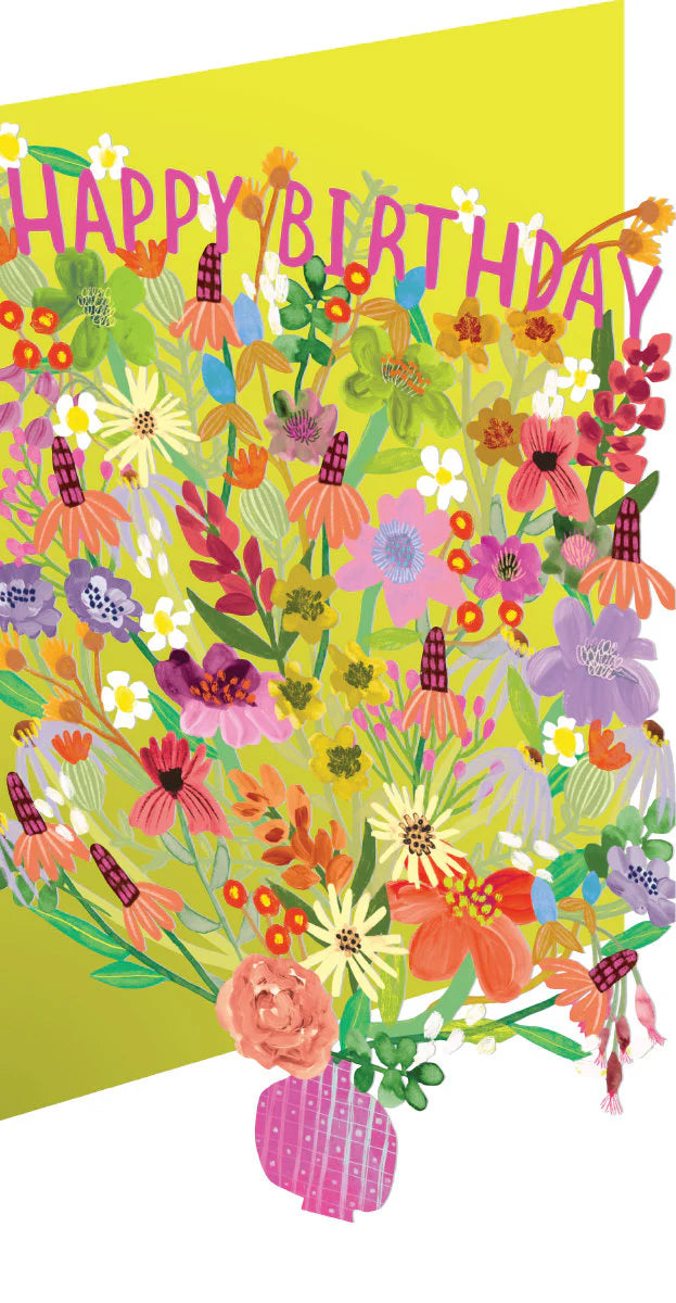 Bright Flowers Happy Birthday Lasercut Card - Roger La Borde