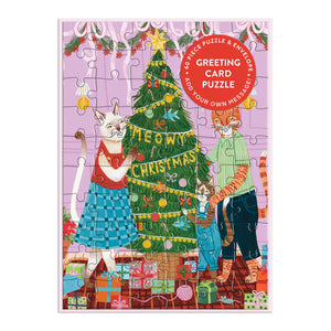 Puzzle Greeting Card - Meowy Christmas