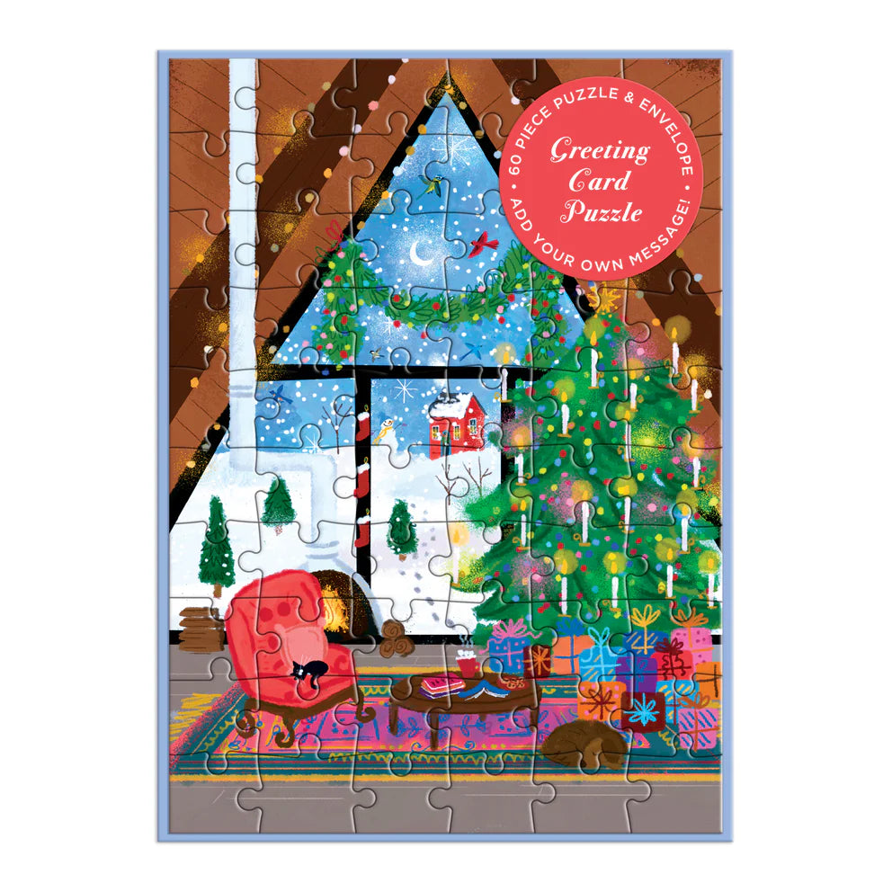 Puzzle Greeting Card - Cozy Cabin
