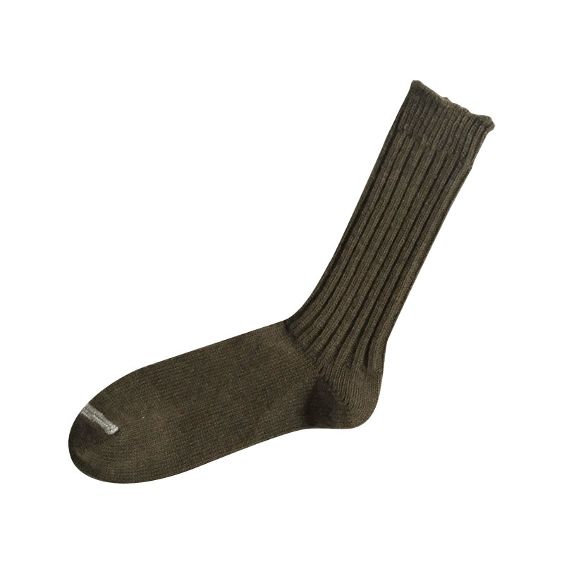 Nishiguchi Kutsushita Wool Ribbed Socks - Khaki
