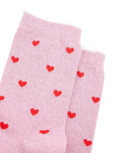 Load image into Gallery viewer, Women’s Socks - Pink Heart Glitter
