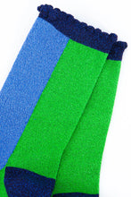 Load image into Gallery viewer, Women’s Socks - Block Colour Blue/Lime
