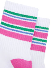 Load image into Gallery viewer, Woman’s Spots Socks - Striped Green/Pink
