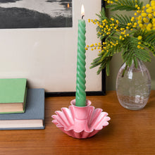 Load image into Gallery viewer, Enamel Cupped Flower Candle Holder - Pink

